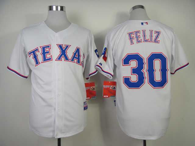 Men Texas Rangers #30 Feliz White MLB Jerseys